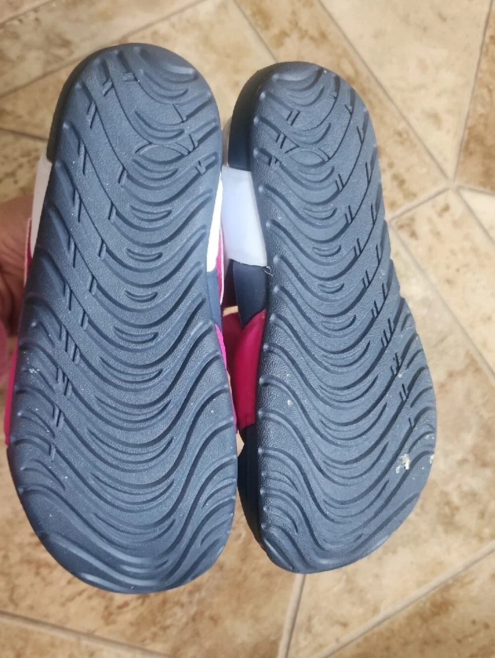 Nike Girls Pink and Navy Slip-On Sport Sandal